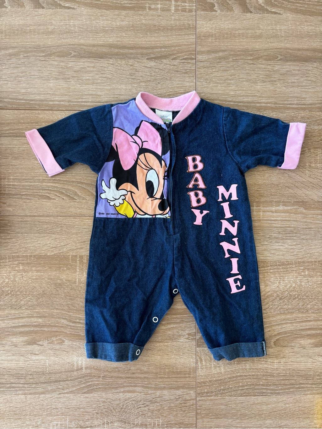 Vintage Disney Babies Minnie Mouse Denim Baby Romper 0-6 Months